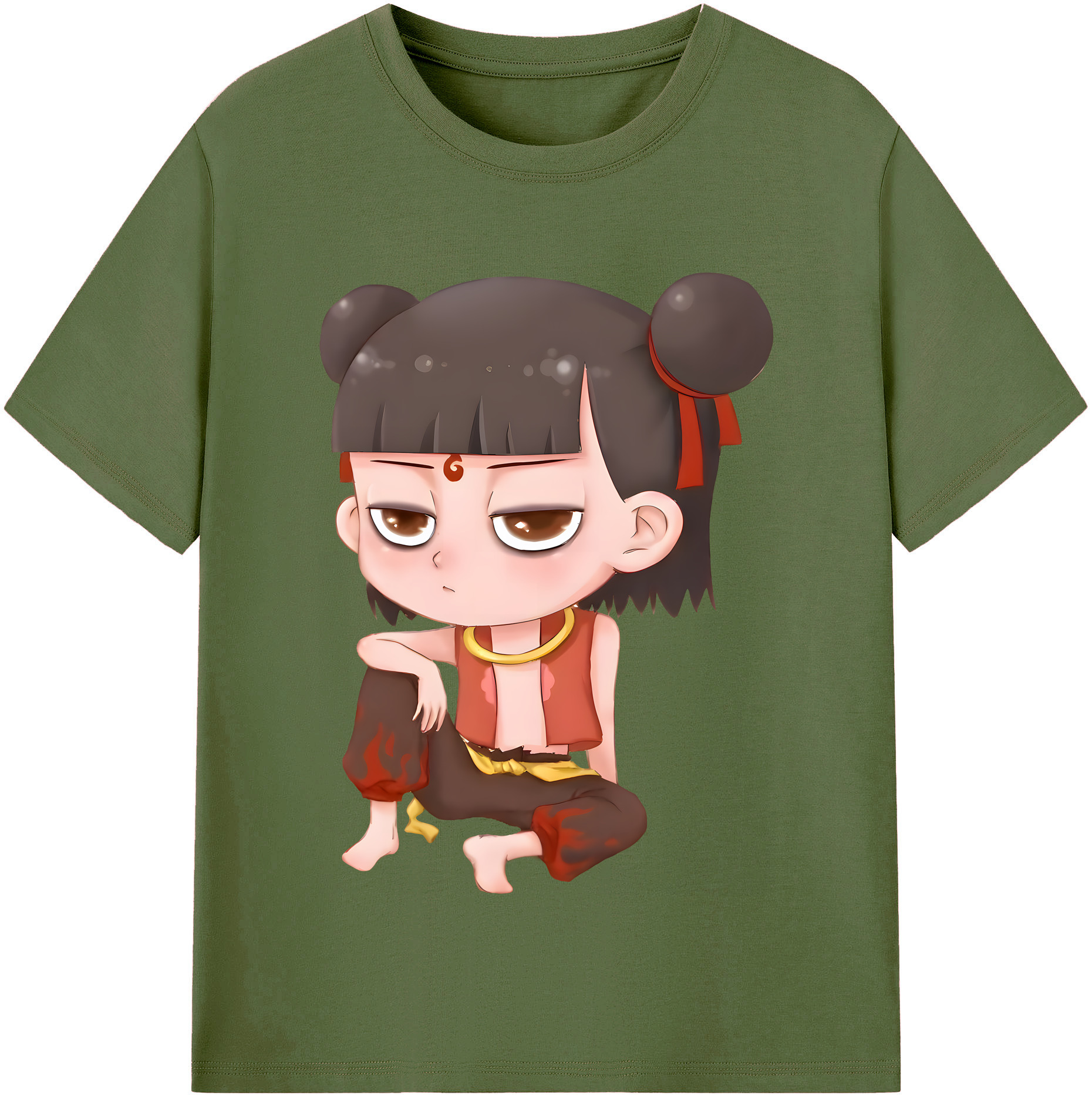 （画像用） Ne Zha 2 ナタ 魔童の大暴れ 綿100％半袖Tシャツ（フロントプリント）